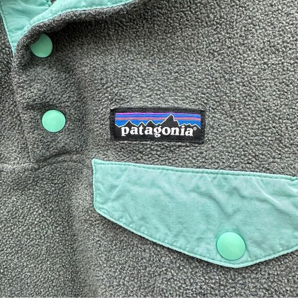 Patagonia Synchilla teal grey fleece 1/4 snap pullover jacket women's small - Picture 2 of 5